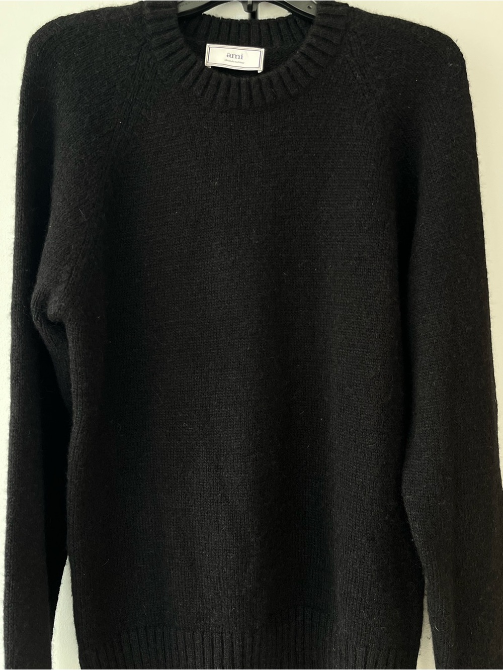AMI Paris Alpaca/Wool Crewneck Sweater Size L Black Luxury Fall Winter